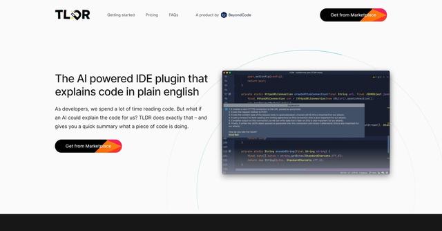 TLDR - TLDR is an AI-powered IDE plugin designed to explain code in plain English, allowing developers to quickly build the mental context of methods that are not instantly understood.