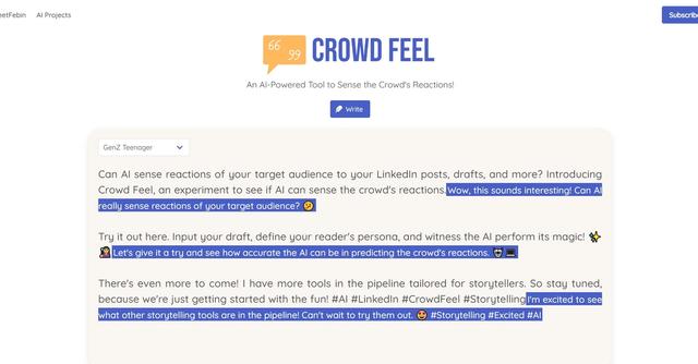 Crowd Feel - An AI-Powered Tool to Sense the Crowd's Reactions!