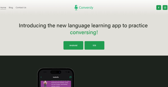 Conversly - Enhance conversational skills with Conversly.AI language-learning app powered by ChatGPT