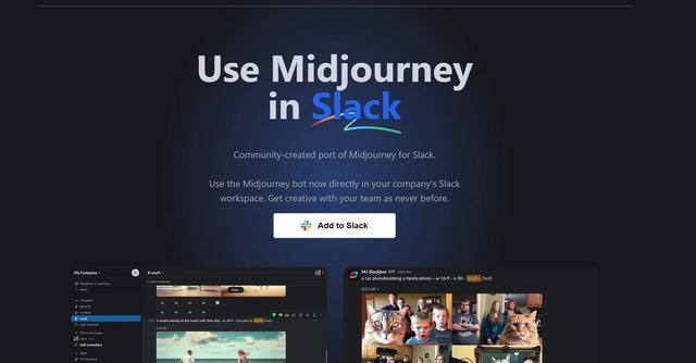 Midjourney for Slack - Community-created port of Midjourney AI image generation bot for Slack.