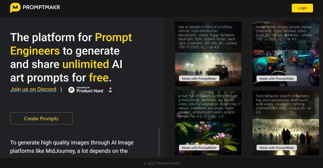Promptmakr - Promptmakr is a platform that enables Prompt Engineers to generate and share unlimited AI art prompts for free.