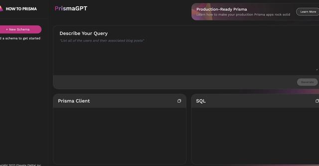 PrismaGPT - Generate SQL queries for Prisma apps efficiently.