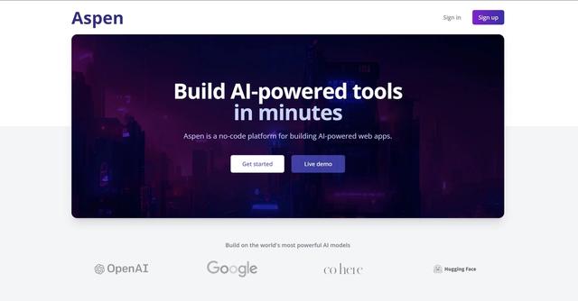 Aspen - Aspen is an AI-powered low-code platform that empowers developers to build generative web apps without extensive coding.