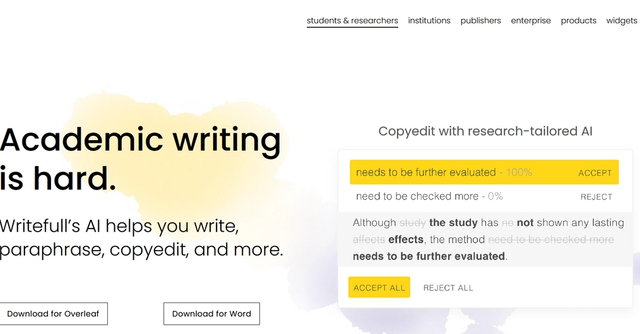 Writefull - Writefull’s AI helps you write, paraphrase, copyedit, and more.
