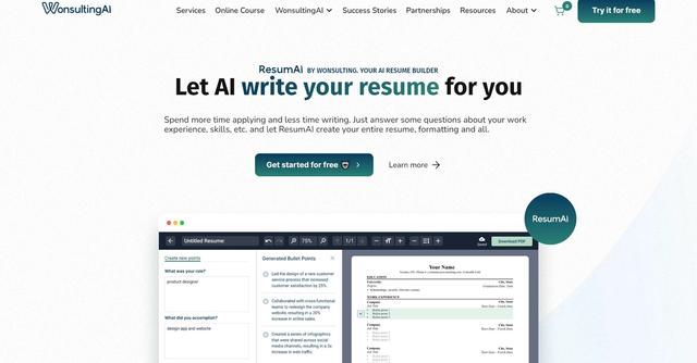 Wonsulting AI - AI-Powered Resume Builder for Professional & Tailored Resumes