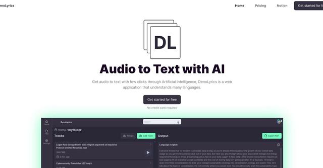 DenoLyrics - Conversion of audio to text in multiple languages.
