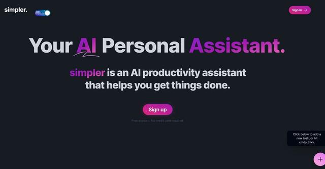 Simpler - AI assistant for prioritizing and managing tasks with a clean interface.