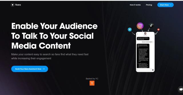 Nara - AI-powered tool that enables conversational search for social media content, making it easy for audiences to engage and find information.
