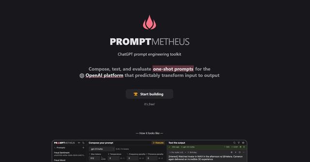 Promptmetheus - ChatGPT prompt engineering toolkit