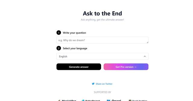 Ask2End - Ask2End - AI-powered question and answer tool with language support