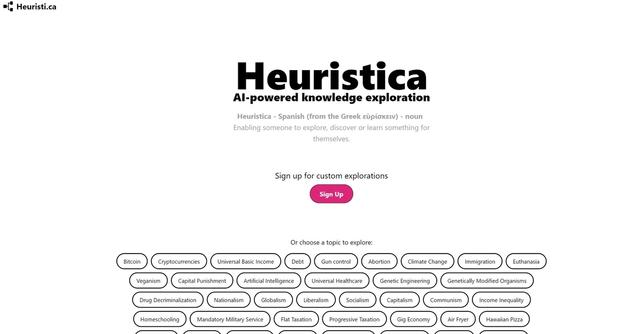 Heuristica - Discover custom content by chosen topics.
