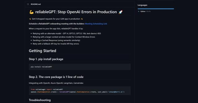 ReliableGPT - ReliableGPT is the ultimate solution to stop OpenAI errors in production for your LLM app.