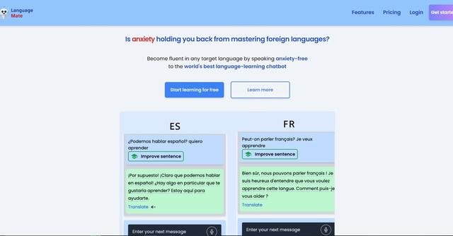 LanguageMate - Chatbot helps practice language with feedback.