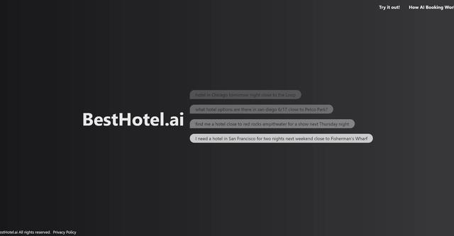 Besthotel - Innovative hotel booking tool that utilizes artificial intelligence to streamline the hotel search and booking process.