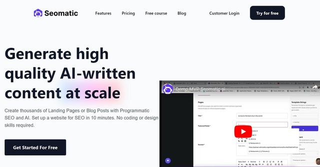 SEOmatic AI - Nocode tool for Programmatic SEO