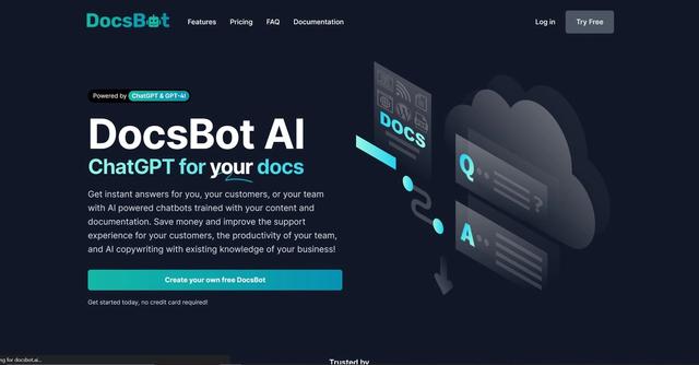 DocsBot AI - Tailored chatbot for Q&A on content.