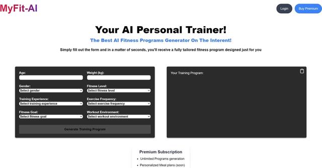 Myfit-AI - Personalized fitness training programs created by Myfit-AI.