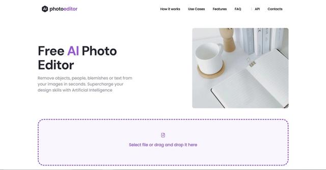 AIPhotoeditor - AIPhotoeditor is a free photo editor that allows users to remove unwanted objects, people, blemishes, or text from their images in seconds.
