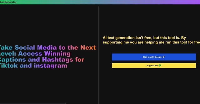 CaptionGenerator - Generated winning social media captions and hashtags.