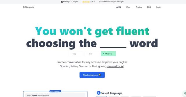 Languate - Improve your English, Spanish, Italian, German or Portuguese, powered by AI.