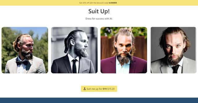 Suitmeup - AI-powered tool that generates realistic images of you in a suit.