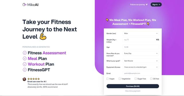 Mike AI - Personalized meal and workout plan.