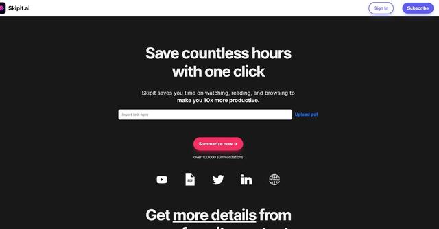 Skipit.ai - Skipit: Time-saving tool for efficient content consumption