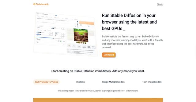 Stablematic - Web-based content creation with GPU-powered models.