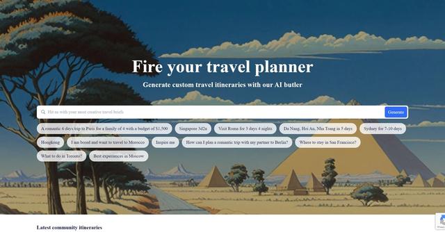PlanTrips - Generate custom travel itineraries with our AI butler