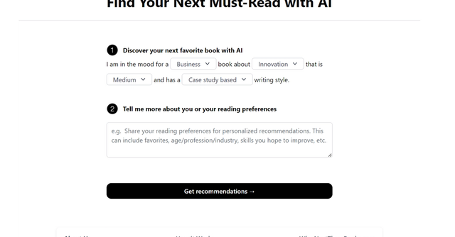 NextThreeBooks - Personalized book recommendations based on your reading preferences.