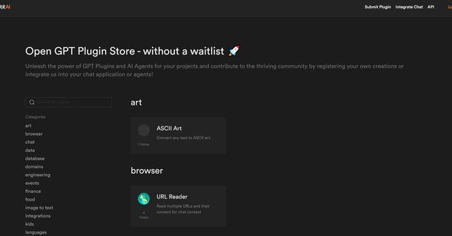Getit AI - Open GPT Plugin Store with an API and Chat integration.