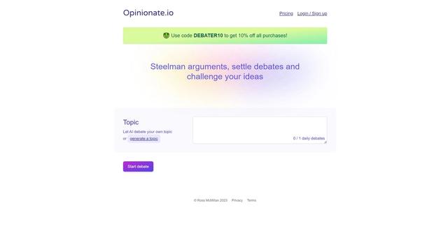Opinionate - Platform that generates logical arguments for debates.