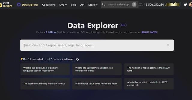 OSS Insight - GPT-powered querying tool for GitHub live data exploration