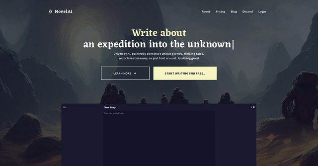 NovelAI - AI-driven storyteller creates unique stories, romances and more