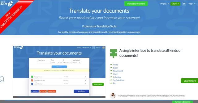 Wordscope - Comprehensive professional translation tools for businesses and translators.