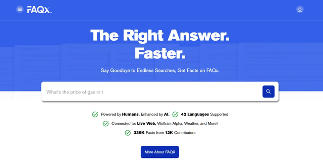 FAQx - Answer engine that is powered by Humans and Enhanced by AI.