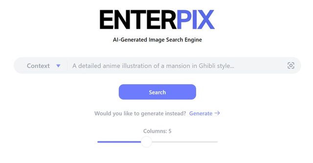 Enterpix - AI-powered image search engine.