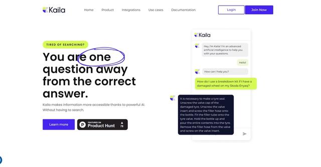 Kaila.ai - Automated chatbot that provides quick answers.