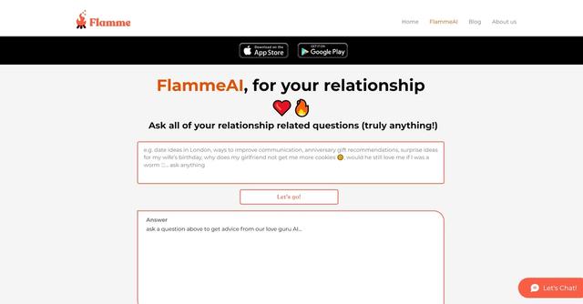 FlammeAI - FlammeAI is an AI-powered tool that provides couples with resources and advice to enhance their relationships.