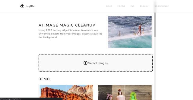 JPGRM - JPGRM is a cutting-edge AI tool that automatically removes unwanted objects from images using advanced AI algorithms.