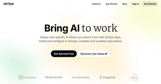 Airops - Task-specific AI Apps that go beyond Chat-GPT—run NLP, generate-data-informed content, draft/fix/optimize SQL queries, and more