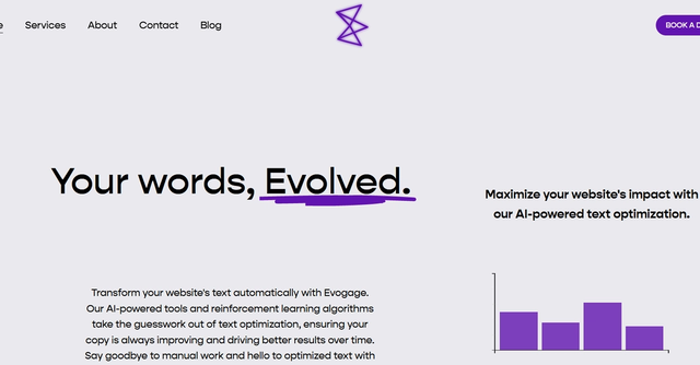 Evogage - Automated content and conversion rate optimisation utilising generative and evolutionary AI to maximise conversions and enhance productivity, by identifying areas for improvement based on key engagement metrics.