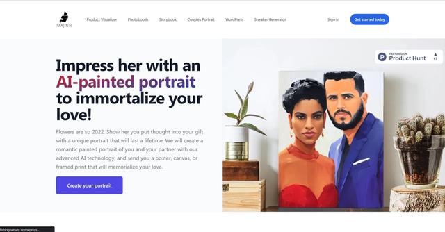 Imajinn.ai - Imajinn AIP's AI Couple Portrait Canvas is a one-of-a-kind and romantic way to immortalize your love.