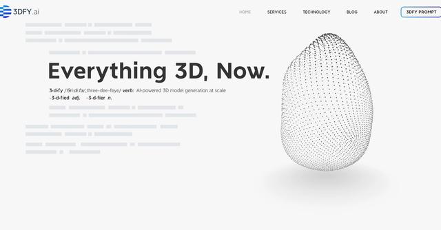 3DFY - 3DFY.ai is an artificial intelligence (AI) tool that enables the creation of high-quality 3D models with just a few existing images.
