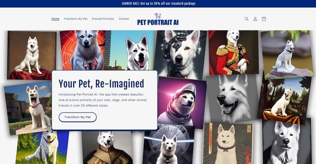 Pet Portrait AI - PetPortrait.AI is an AI-powered tool that creates custom-made portraits of pets in various styles.