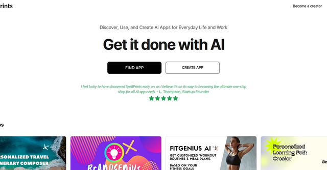 SpellPrints - Discover, Use, and Create AI Apps for Everyday Life and Work