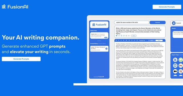 FusionAI - Fusion is an AI-powered tool that instantly generates prompts for creative writing, brainstorming, and idea generation to enhance creativity and productivity.