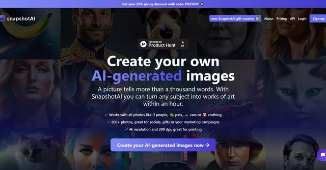 SnapshotAI - SnapshotAI is an AI-driven image creation tool that empowers users to generate their own AI-generated images, profile pictures, and avatars.