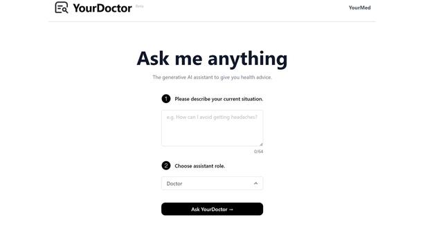 YourDoctor AI - The AI helper to provide you with health recommendations.