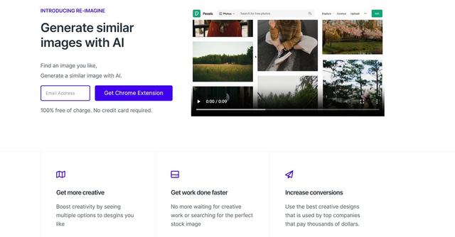 ReImagine - ReImagine is a Chrome extension powered by AI that creates visually similar images for inspiration and creative use with a click of a button.
